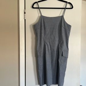 Vintage Express Plaid Jumper Cargo Pockets Mini Dress